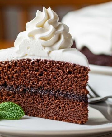 Diet Coke And Cake Mix Recipe cake slice with Cool Whip and mint