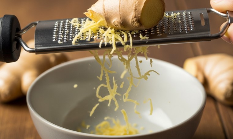 Grating Fresh Ginger for Lemon Ginger Cinnamon Water