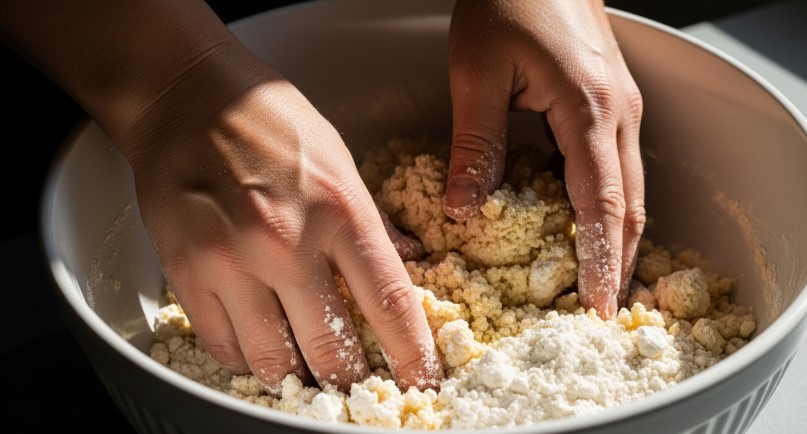 Protein Bagel Recipe mixing dough in bowl