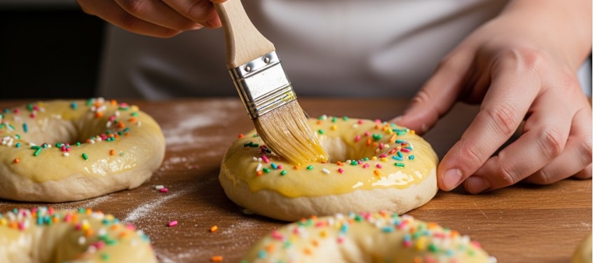 Protein Bagel Recipe brushing egg white