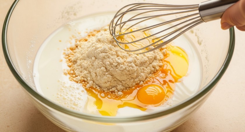 Mixing Bisquick Pancake Mix Ingredients