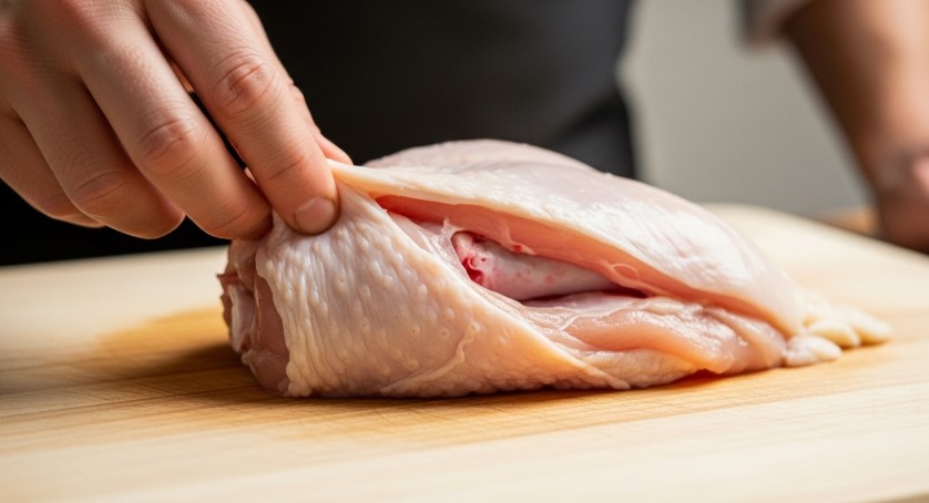 Bone In Chicken Breast Recipes skin loosen step