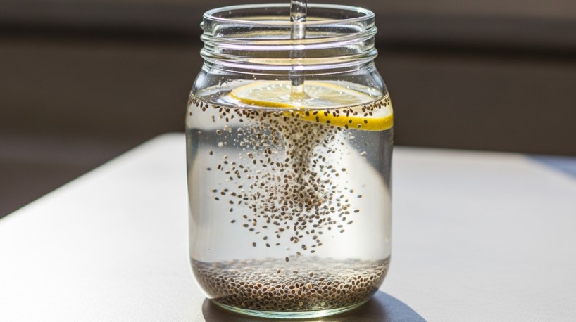 Chia Water Seeds Starting to Gel