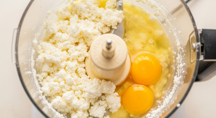 Blending Cottage Cheese Flatbread batter in Food Processor